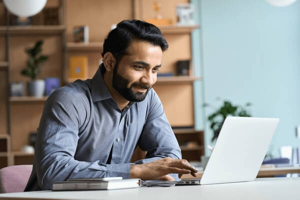 Professional working on laptop